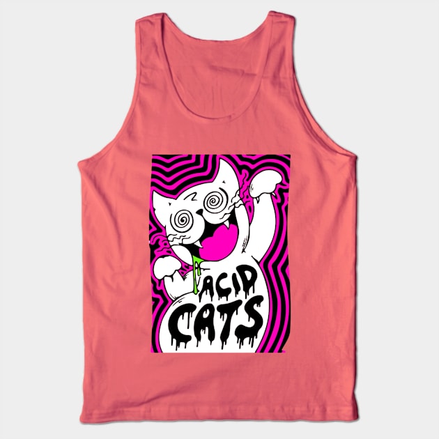 Acid cats - Catsondrugs.com - Techno, rave, edm, festival, techno, trippy, music, 90s rave, psychedelic, party, trance, rave music, rave krispies, rave flyer T-Shirt Tank Top by catsondrugs.com